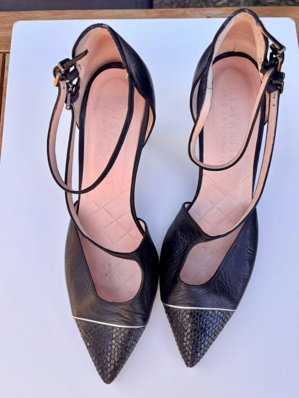 HISPANITAS| black leather two strap heels | size 42 - Picture 5 of 9